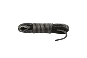 12 Strand Braided Grey Color 8mmx15m UHMWPE Spectra Synthetic Winch Rope With Hook and Thimble High Breaking Load