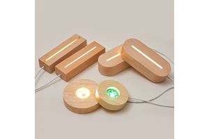 USB Wooden Base Lamp Led 3D Night Light Round Oval Rectangle Wood Led Night Light Base Wooden 3d Led Lamp Base 3d Night Light