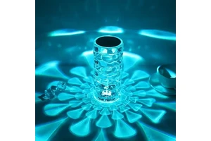 Modern Cordless Rechargeable LED Desk Lamp Crystal Lamp Body RGB Crystal Water Droplet Design Dome Lampshade Reading Light