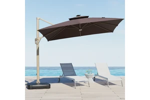 Custom Outside Brown 3X3M Waterproof Polyester Led Lamp Umbrella