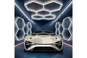 Barbershop DIY Hex Led Ceiling Light Hexagon Shop Garage Light 110V/220V Honeycomb Led Tube Light for Car Detailing Workshop