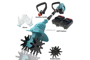 Lithium Ion Micro Household Digging and Turning Machine, Weeding and Trenching Rotary Tiller, Detachable Electric Hoe