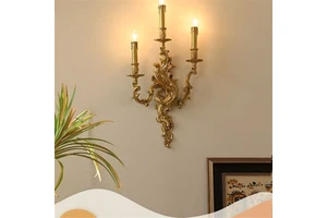French Luxury Brass Wall Lamp for Living Room Bedroom Bedside Villa Cafe Hotel Aisle Creative Corridor Light