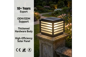 Modern Solar Pillar Light with Thickened Metal Body High-Transmittance Glass Lampshade Waterproof IP65 Garden & Villa Post Lamp