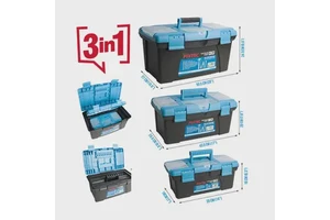 Fixtec Hard Tool Carrying Case Portable Waterproof 3 Plastic Boxes Set Toolbox