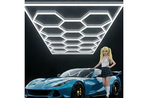 LED Work Lights for Garage Maintenance Zone Hexagon Honeycomb Lamp for Parking Bay Luminaires Hexagon Lights Garage