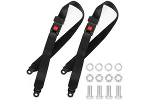 Golf Cart Seat Belt Kit 2 Pack Safety Restraint Nylon Strap Black Red Press Button Buckle Metal Bracket Hardware Custom OEM