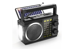 AM FM Radio Wireless Solar AA Battery TF Card/USB Playing USB-C Rechargeable Transistor Radios Flashlight Portable Radio