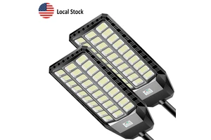 US Warehouse Ready Local Stock High Brightness IP65 Solar LED Street Light for Pathway Garden Yard Commercial Lighting 2 Pack