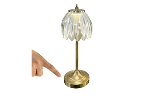vintage rechargeable table lamp 3 CCT touch dimming with tulip clear glass lamp shade for living room camping patio living room
