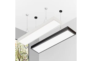 Architectural Linear Pendant Light Black White Profile Low EMF UGR 19 4500K 24w 4ft LED Linear Panel Light