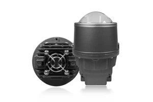 W30 LED Fog Projector Lens with 2 Reflective Cups 6000K Fog Lights 3 Colors Bi-LED Car Fog Lamp with Cooling Fan for Motorcycle