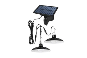 Newest 1/2 Head Outdoor LED Hanging Solar Shed Lighting Pendant Light Garden Solar Lights Indoor with Remote Control