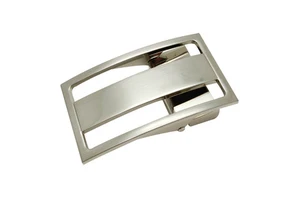 Custom 35mm Zinc Alloy Plate Buckle Brushed Nickel Finish Western Square Design for Men's Business Suit Leather Belt Accessory