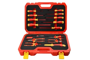 16 Pcs Electrician Insulated Wire Stripping Combination Pliers Cable Knife Phillips Screwdrivers Tool Set with Hard case