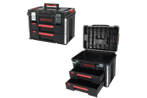 VERTAK Heavy-Duty Double Drawer Tool Organizer Portable Storage Tool Box With 2 Drawers & Locking Lid
