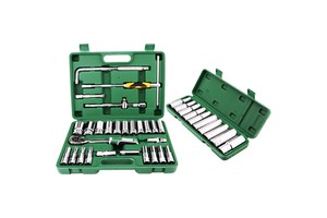 A 28-piece extended sleeve combination set