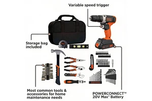 Professional 20V MAX Drill/Driver Home Tool Kit 25-Piece Set with Battery & Charger Chrome-vanadium Steel Plastic Box