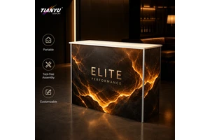 High Visibility Luminous Counter Led Reception Desk Portable Trade Show Display Stand Seg Fabric Registration Booth Desk