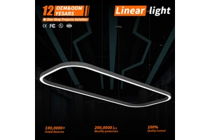 Black Rounded-Edge Aluminum Suspension LED Linear Light 1200mm Supermarket and Office Projects LED Linear Light