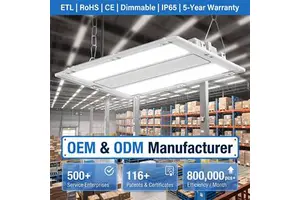 BBIER Commercial Industrial LED Linear High Bay Light 100W UFO Shape for Warehouse Garage Workshop Factory