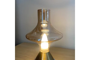 European Iron Rechargeable Battery Operated Crystal Candlestick Colored Glass Touch Control Table Lamp Handhold Night Decor Lamp