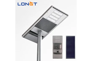 LONGT All One Solar LED Street Light 30W/40W/60W IP65 ROHS Certified Aluminum Motion Sensor Road 3-Year Warranty 6000K Daylight
