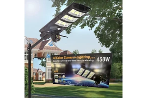 Solar Street Light with Camera PIR Motion Sensor 450W IP65 WiFi 4G All in One CCTV Camera Monitoring Solar LED Street Lighting