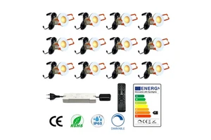 Mini 3w LED Doenlight Lights 12PCS Sets for Outdoor Carport and Decorative Recessed Dimmable with 5m cable