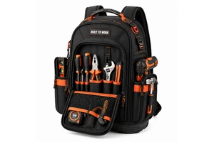 Heavy Duty Tool Backpack With Reinforced Base And Organized Storage For Electricians