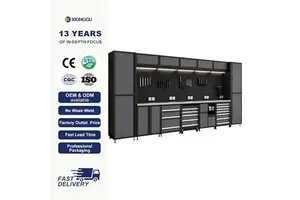 Heavy Duty Modular Garage Workbench With Pegboard Cabinet Storage System For Automotive Workshop Use