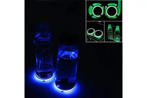 Car coaster Cup Holder Lamp With 7 Colors of USB Charging Pad Luminous coaster Interior Atmosphere Lamp