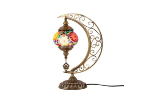 Turkish Style Bohemian Style Luxury Handmade Mosaic Round Iron & Glass Table Lamp for Christmas Decoration