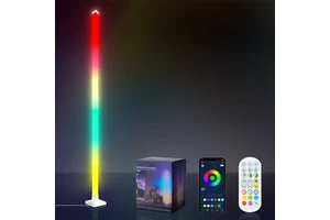 RGB Dimmable Smart Standing LED Floor Lamps Modern Decorative USB-Powered Corner Lighting White Shade with Music Sync Features