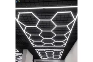 High Power LED Honeycomb Lights 2.4*4.8M 8*16FT IP65 Auto Detailing Work Lighting 110V 220V Hexagonal Garage Roof Light
