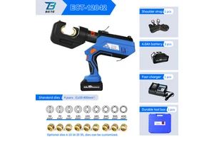 BETE ECT-12042 12T Battery Hydraulic Cable Crimper OLED Display 400mm2 Cu 42mm Stroke 360° Auto Release Press Tool