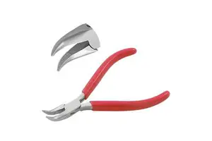 115mm Bent Chain Nose Plier Serrated Jaws Spring PVC Handles for Crimping Fishing Micro Line Jewelry Making OEM Customizable