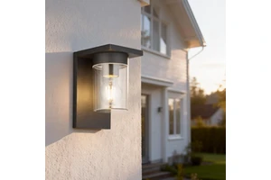 Decorative Black Die-cast Aluminum square Shape Pc Shade E27 Wall Lamp Outdoor Waterproof Ip65 Corridor Light
