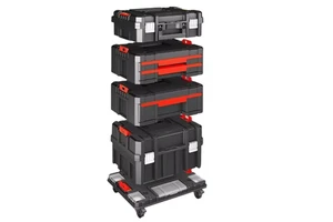 AIRAJ 3in1 Professional Durable Waterproof Toolbox Set Portable Hard Plastic Trolley Stackable Toolcase With Drawers & Wheels
