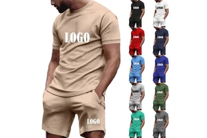 Manufacture Custom LOGO Wholesale Plus Size Men's Short Set Oversize Gym Fitness Blank Summer Shorts And Shirt Set For Men