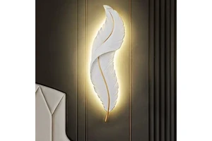 Feather-Shaped LED Wall Light New Minimalist Design with Iron Copper Body for Home Decor-Bedroom Living Room Stair Application