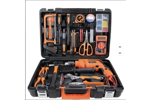 Low Price 56pcs Electric Tool Box Set with Electric Drill Multimeter Hard Case Repair Kit