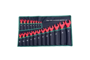Professional 1000V VDE Certified Carbon Steel Insulated Wrench Set 20PCS Spanner 6-32mm Electrical Repair Tools for Workshop