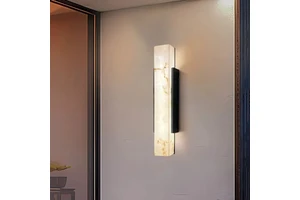 High-End Marble Indoor/Outdoor LED Wall Lamp Waterproof Solar-Powered Lighting Fixture for Bedroom Corridor Bedside Decor