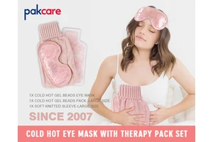 Cold Hot Therapy Set With Gel Beads Eye Mask & Large Hot Water Bottle With Knit Sleeve
