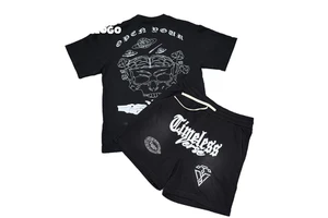 Fashion Brand Men's Casual Summer Gym T-Shirts Shorts Set Quick Dry Breathable 100% Cotton Short Sleeve Running