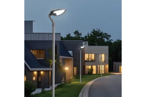 Outdoor LED Street Light Garden Light 30W 5V Battery Modern Elegant Light Sand Grey 6000K PC Aluminum IP65 657X466X200MM