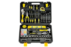 Complete 108 Pcs Tool Set General Household Hand Tool Kit Durable Chrome Vanadium Steel Toolbox Hard Case OEM 3-Year Warranty