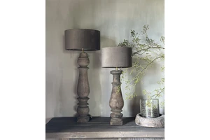 Antique Design Aura Peeperkorn Vintage Lamp Dark Brown Grey Shade Old Wooden Baluster Widely Selling Rechargeable Flexible