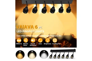 Redsun 6*10W LED Pinspot Light Zoom Angle Adjustable for Stage Showroom Restaurant Museum Exhibition Theater Studio Club DMX512